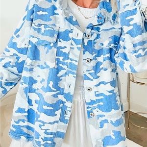 New Italian Blue Camouflage Jacket by Venti6, size M